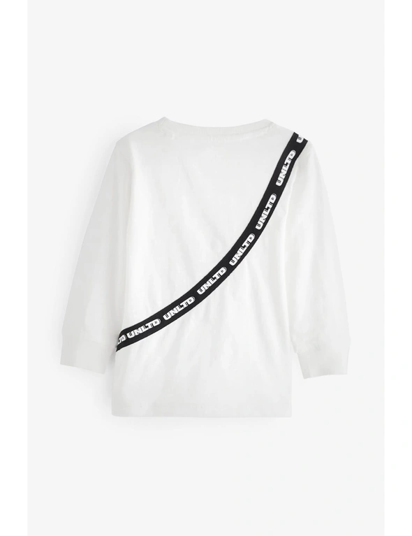 White/Black Bag Long Sleeve Applique T-Shirt, hi-res image number null