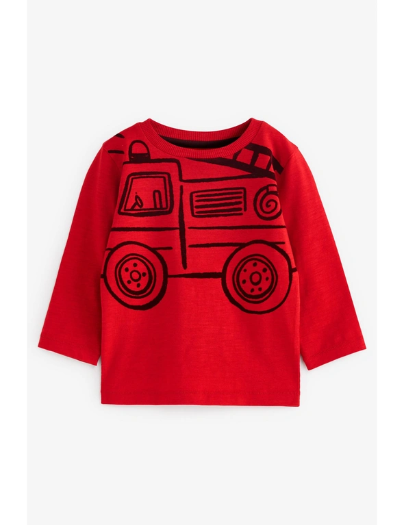 Red Fire Engine Long Sleeve Character T-Shirt, hi-res image number null