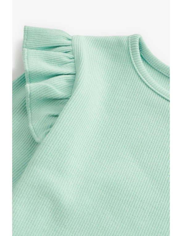 Mint Green Long Sleeve Frill Rib Jersey Top | EziBuy NZ