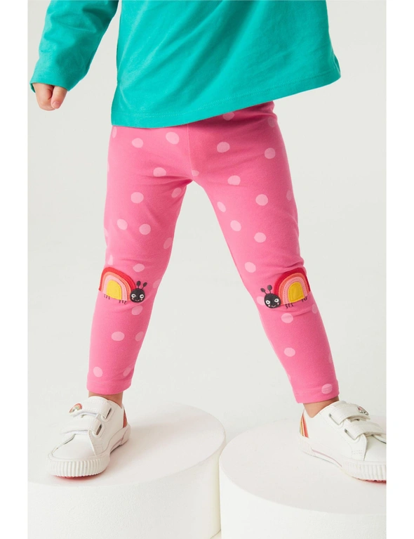 Bright Pink Ladybird Embroidered Leggings, hi-res image number null