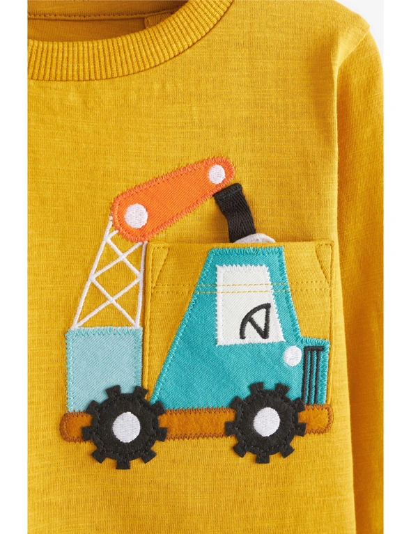 Yellow Digger Long Sleeve Pocket T-Shirt, hi-res image number null