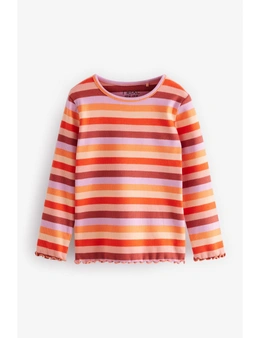 Orange Stripe T-Shirt Basic Rib Jersey T-Shirt