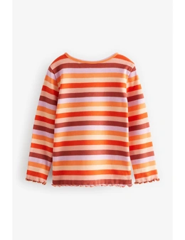 Orange Stripe T-Shirt Basic Rib Jersey T-Shirt