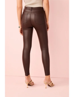 Chocolate Brown Coated Skinny Jeans