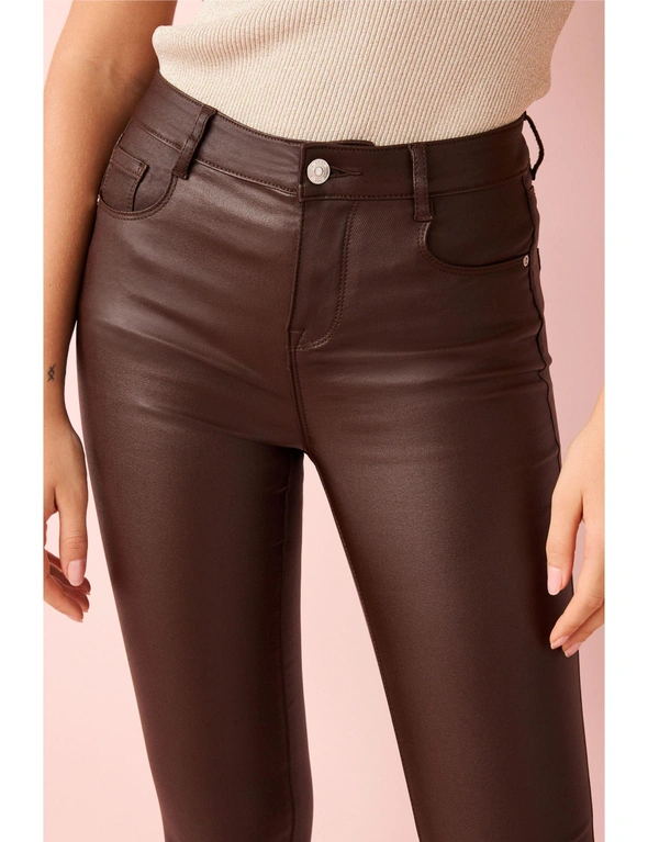 Chocolate Brown Coated Skinny Jeans, hi-res image number null