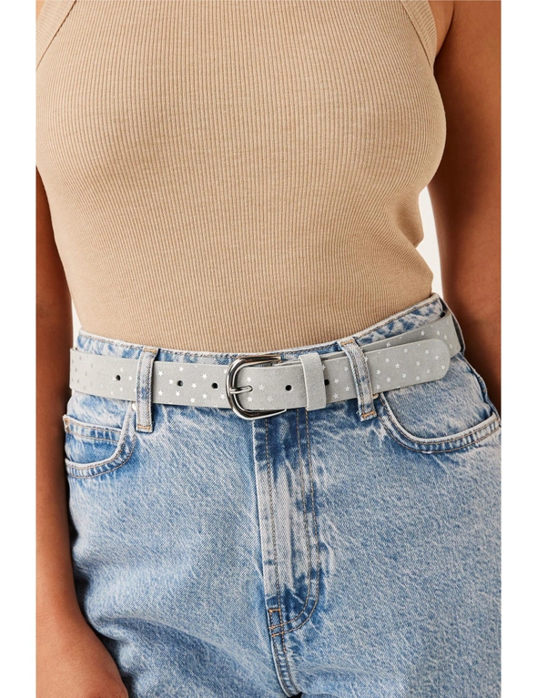 Grey Foil Star Jeans Belt, hi-res image number null