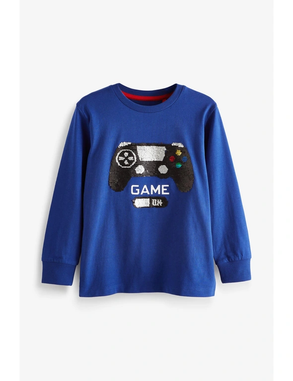 Controller Blue Sequin Long Sleeve T-Shirt, hi-res image number null