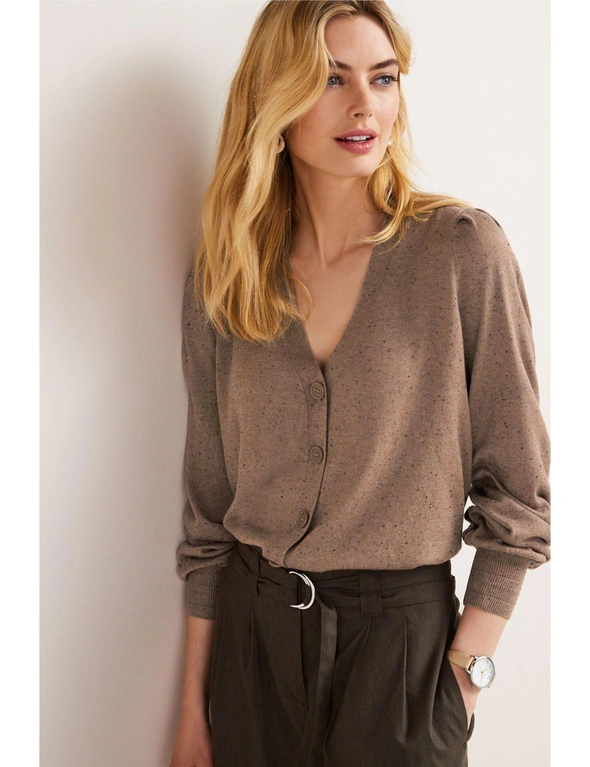 Camel Brown Button Cardigan, hi-res image number null