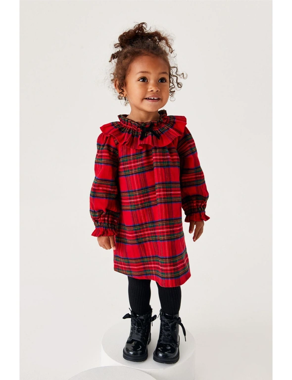 Red Ruffle Collar Check Dress, hi-res image number null