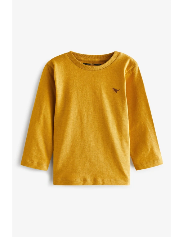 Ochre Yellow Long Sleeve Plain T-Shirt, hi-res image number null