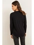 Black V-Neck Dolman Long Sleeve Embellished Tunic, hi-res