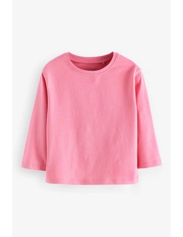 Pink Long Sleeve Cotton T-Shirt