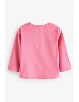 Pink Long Sleeve Cotton T-Shirt
