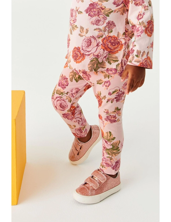 Pink Floral Leggings, hi-res image number null