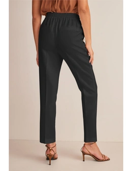 Black Tailored Button Detail Taper Trousers