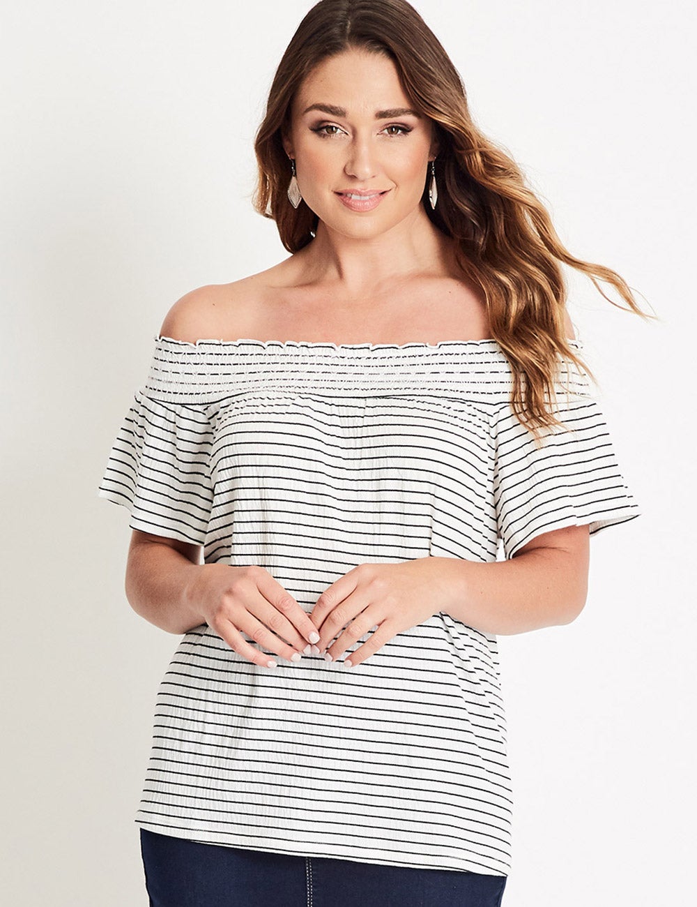 Katies Off Shoulder Texture Knit Top | EziBuy Australia