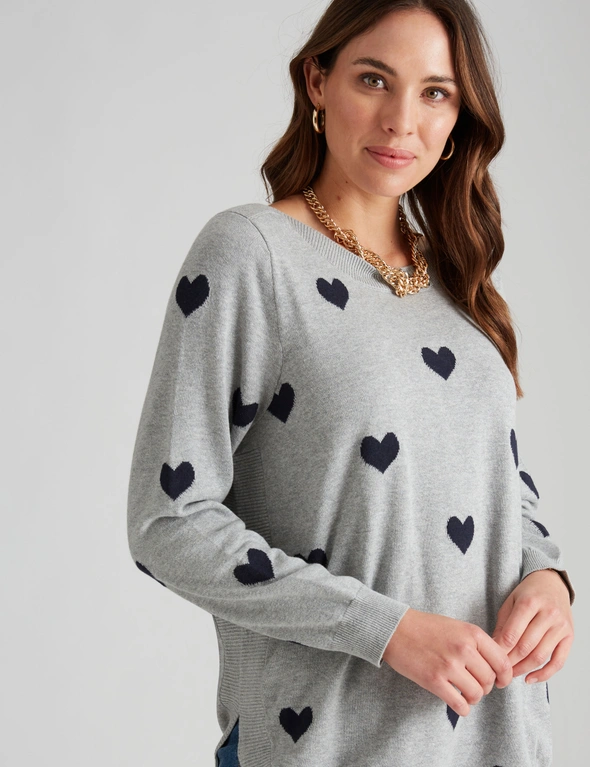 Katies Long Sleeve Jacquard Novelty Sweater, hi-res image number null