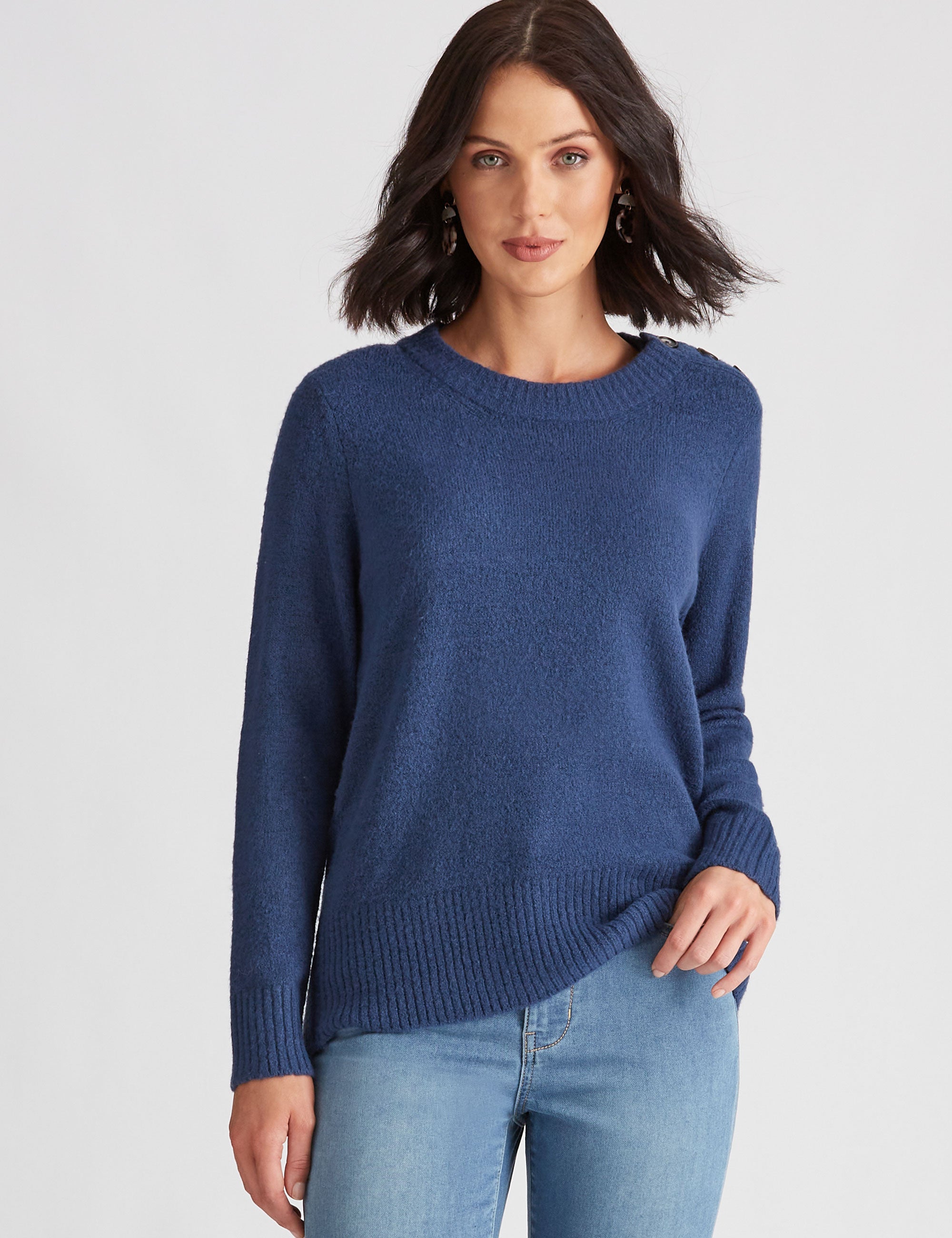 Katies Button Textured Knit Jumper | Liz Jordan