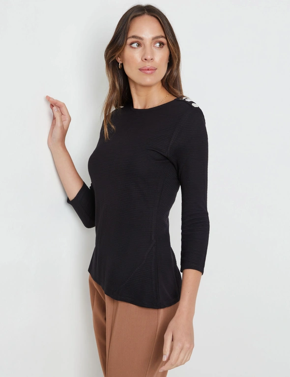 Katies 3/4 Sleeve Button Knitwear Top, hi-res image number null