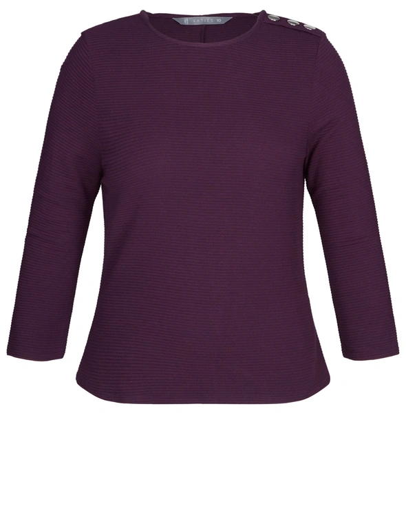 Katies 3/4 Sleeve Button Knitwear Top, hi-res image number null