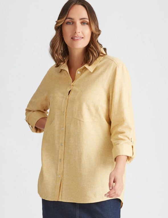 Katies Linen Button Through Shirt, hi-res image number null