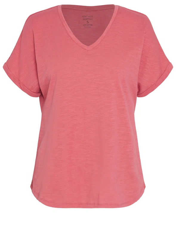 Katies Short Sleeve Cotton Slub V-Neck T-Shirt | Rivers Australia