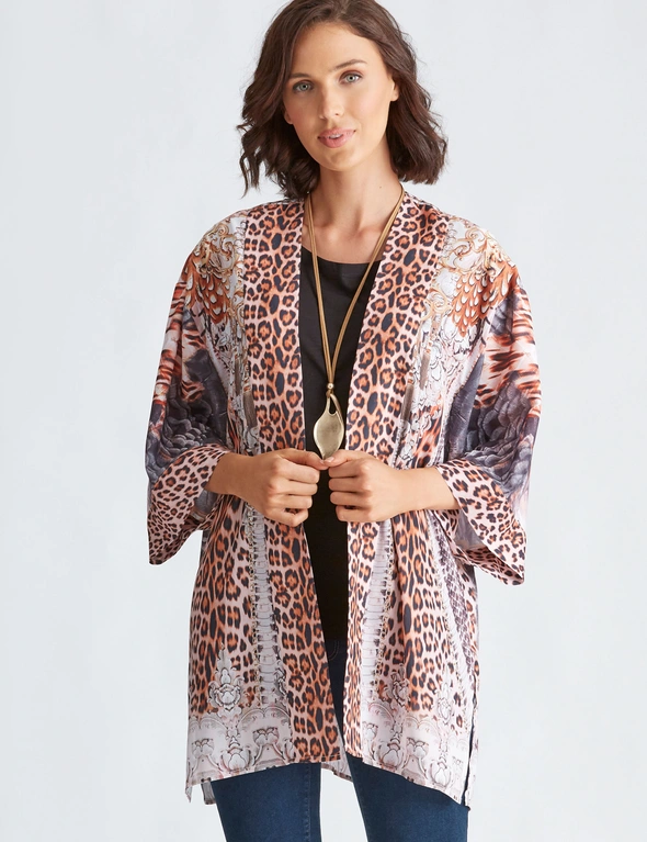 Katies Woven Banded Trim Kimono, hi-res image number null