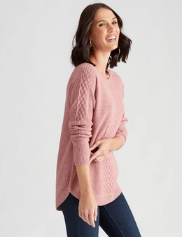Katies Knit Curved Hem Cable Jumper