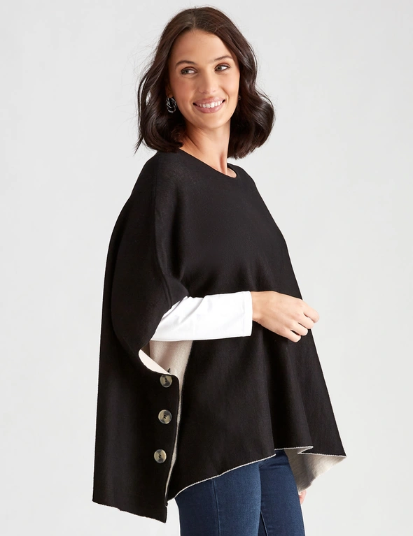 Katies Knit Button Poncho, hi-res image number null