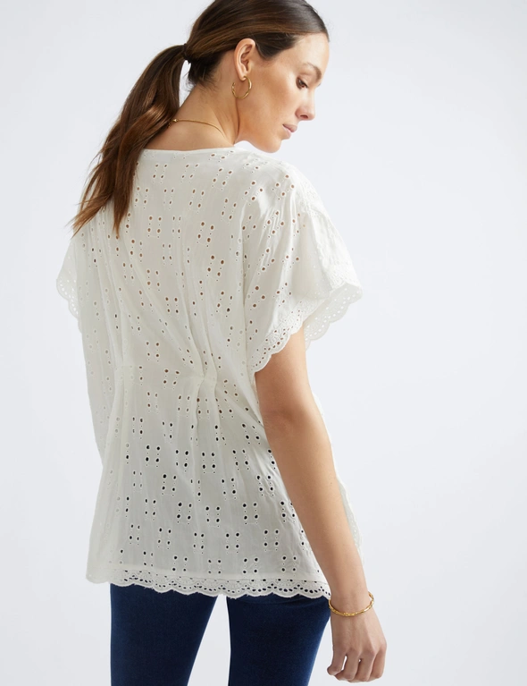 Katies Woven Broderie Lace Kaftan Style Top, hi-res image number null