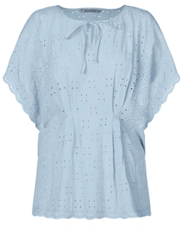 Katies Woven Broderie Lace Kaftan Style Top
