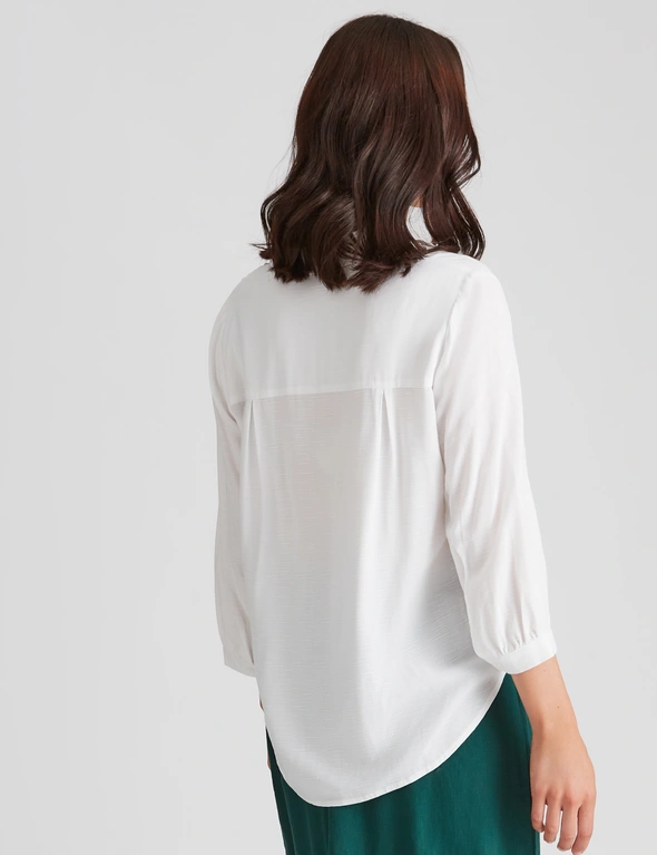 Katies Cotton Linen Blend Tie Front Shirt, hi-res image number null