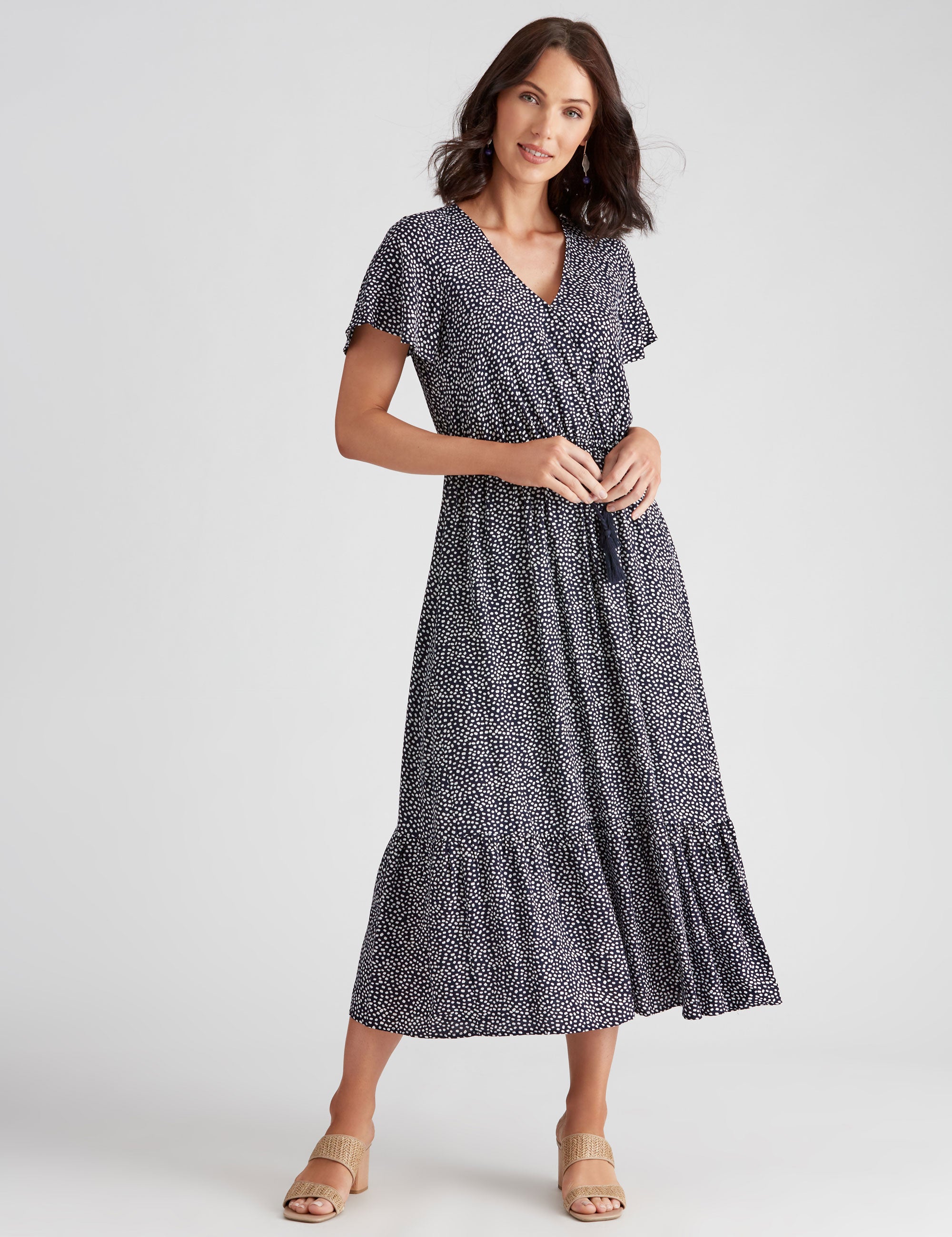 Katies Woven Faux Wrap Midi Dress | W Lane