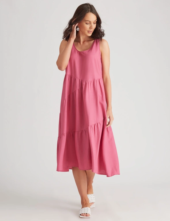 Katies Linen Blend Tiered Maxi Dress, hi-res image number null