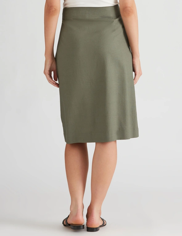 Katies Linen Blend Faux Wrap Skirt, hi-res image number null