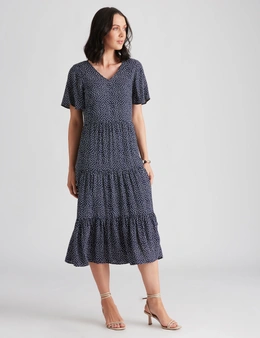 Katies Woven V Neck Tiered Maxi Dress