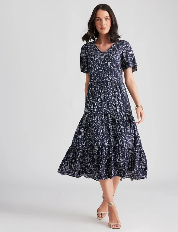 Katies Woven V Neck Tiered Maxi Dress, hi-res image number null