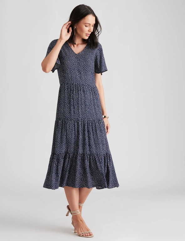 Katies Woven V Neck Tiered Maxi Dress, hi-res image number null