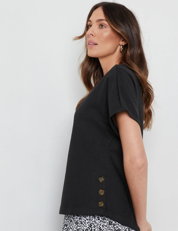 Katies Knitwear Textured Side Button Top, hi-res image number null