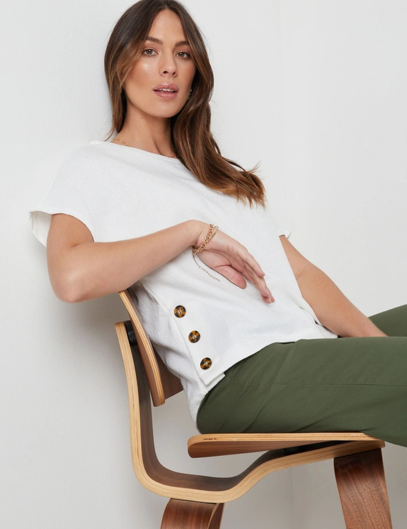 Katies Knitwear Textured Side Button Top, hi-res image number null