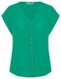 Katies Knitwear Back Woven Front Button Top, hi-res