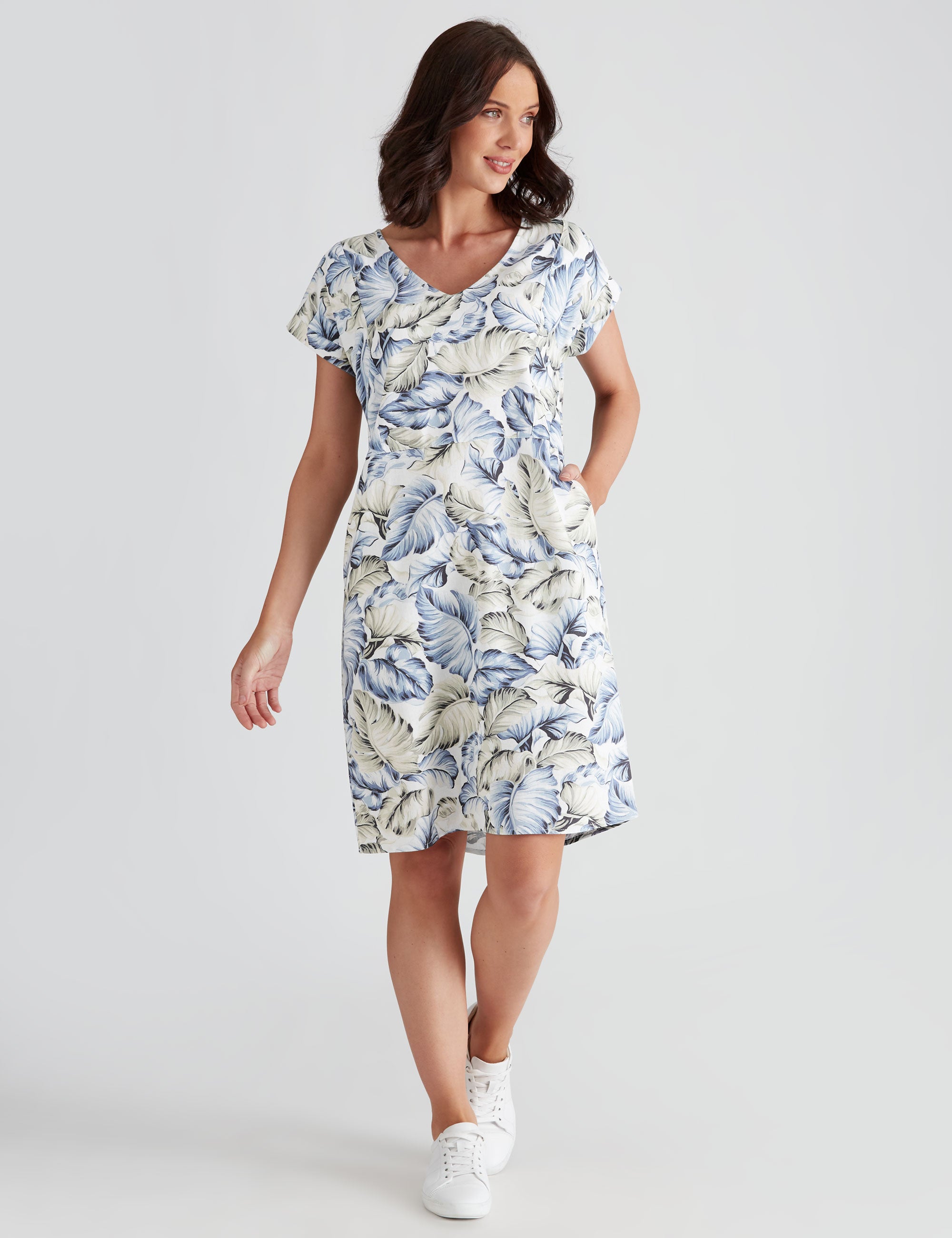 Katies Linen Blend Printed Shift Dress | W Lane