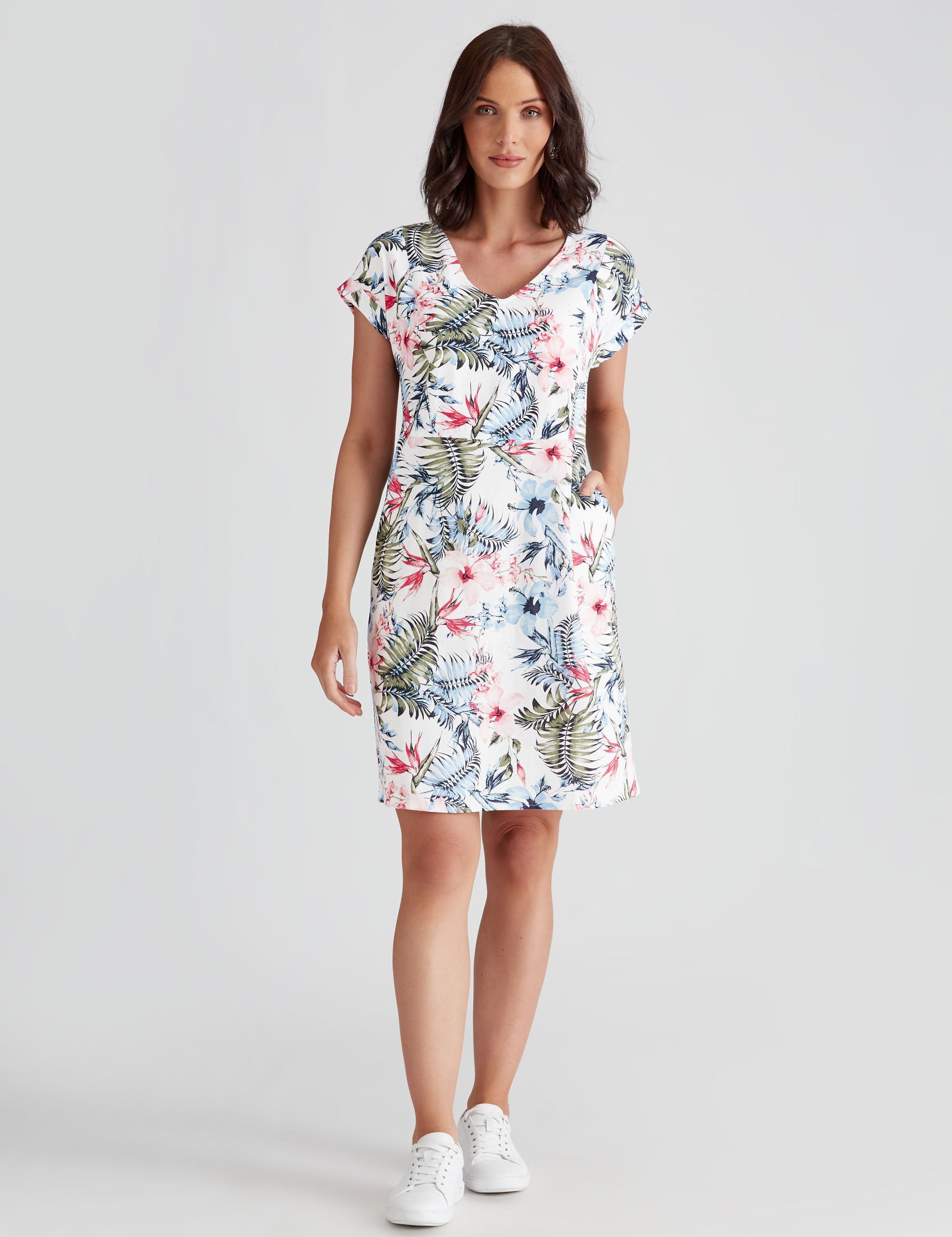 Katies Linen Blend Printed Shift Dress | W Lane