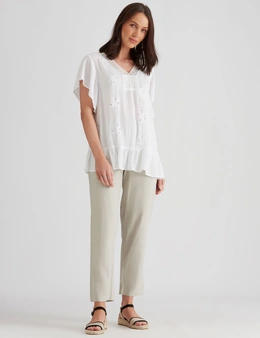 Katies Ruffle Embroidered Top