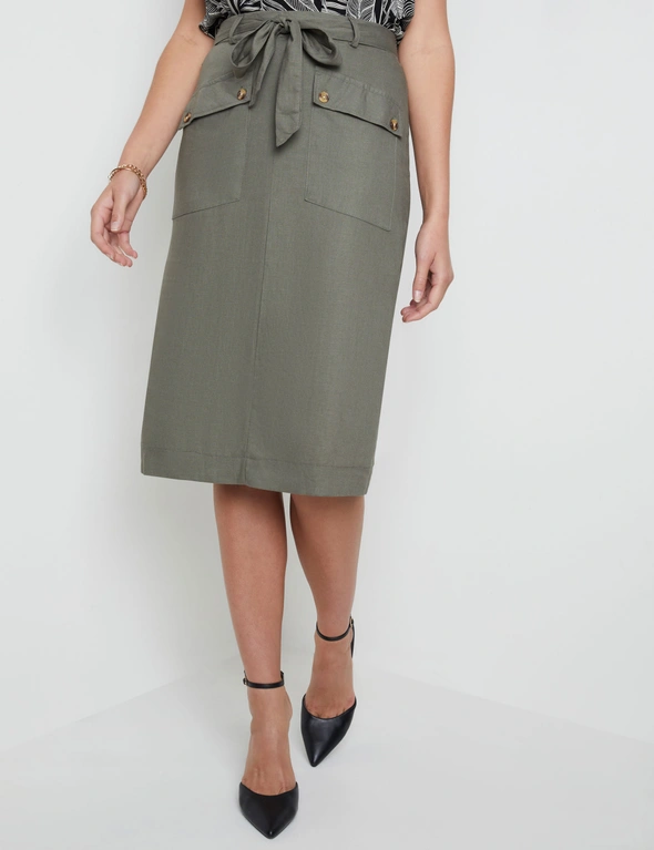 Katies Linen Blend Belted Pocket Skirt, hi-res image number null