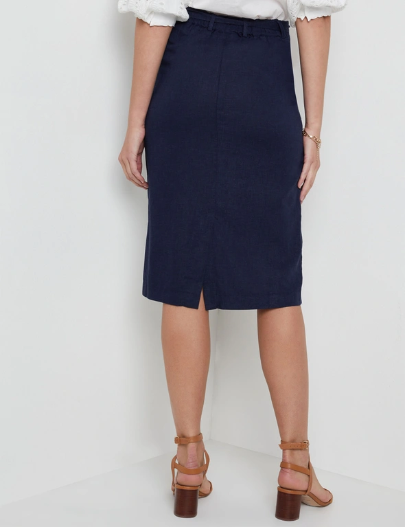 Katies Linen Blend Belted Pocket Skirt, hi-res image number null