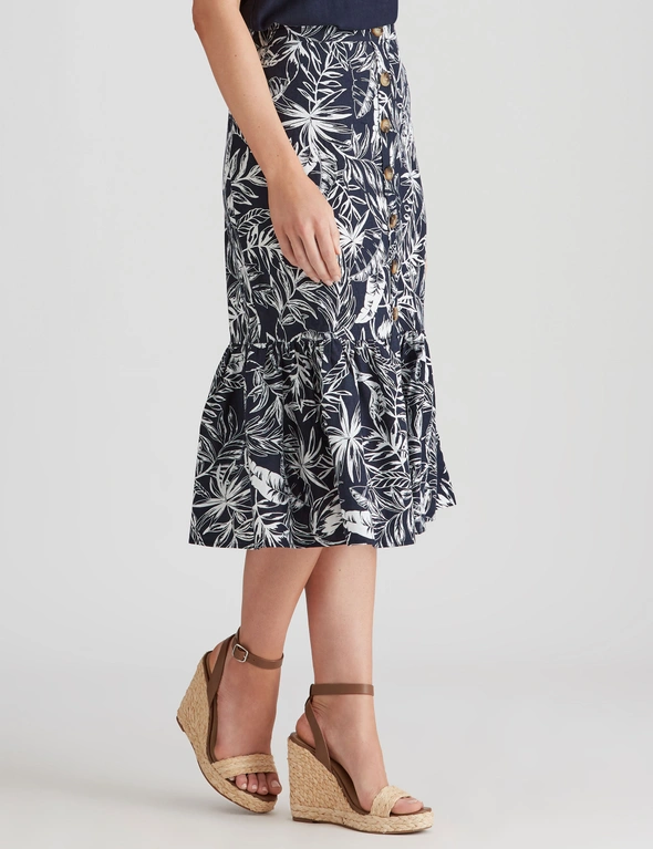 Katies Midi Button Front Flounce Skirt, hi-res image number null
