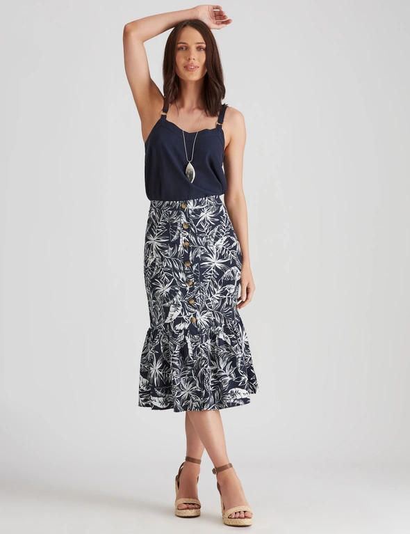 Katies Midi Button Front Flounce Skirt, hi-res image number null