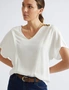Katies Button Woven Knitwear Top, hi-res