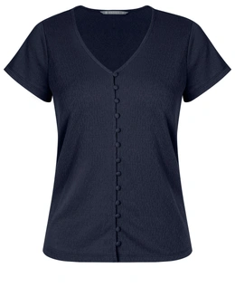Katies Knitwear Textured Button Front Top